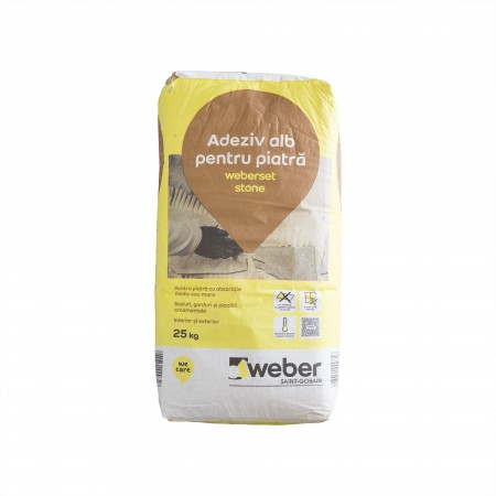 Adeziv piatra naturala, interior/exterior, Weber Stone, alb, 25 kg